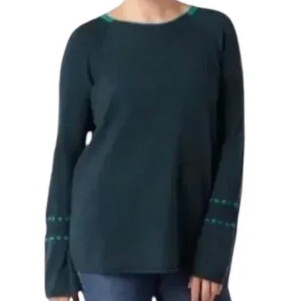 SMARTWOOL Merino Wool Bell Sleeve Crew Sweater in Everglade Heather M